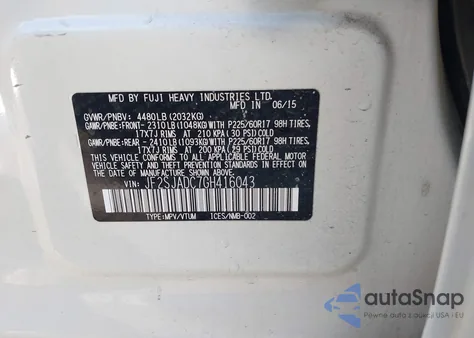 2016 Subaru Forester 2.5I Premium z USA, uszkodzony, nr VIN JF2SJADC7GH416043